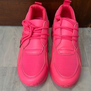 Top Moda  Shoes  neon sneakers  Pink  Street wear  Casual  NIB  Size 7